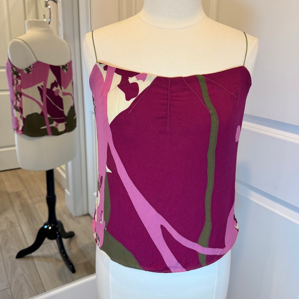 Y2K Vintage Cristian Lacroix for Bazar Floral Abstract Print Camisole Top Sz 10